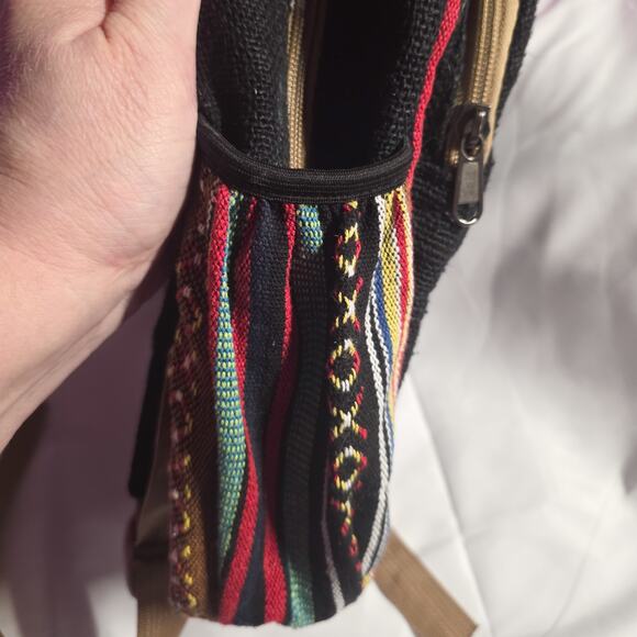 Pure Hemp Artisan Made Rustic Jack Skellington woven daypack - Picture 5 of 12